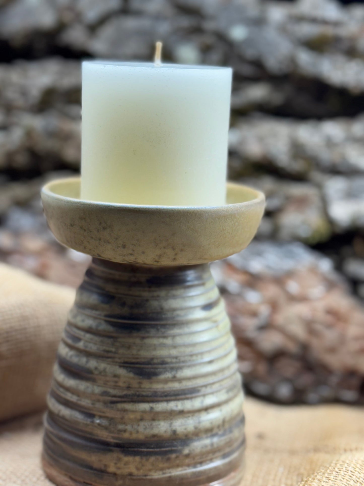 Subdued Candle Holder - Tiger Striped - Merredeth Vike