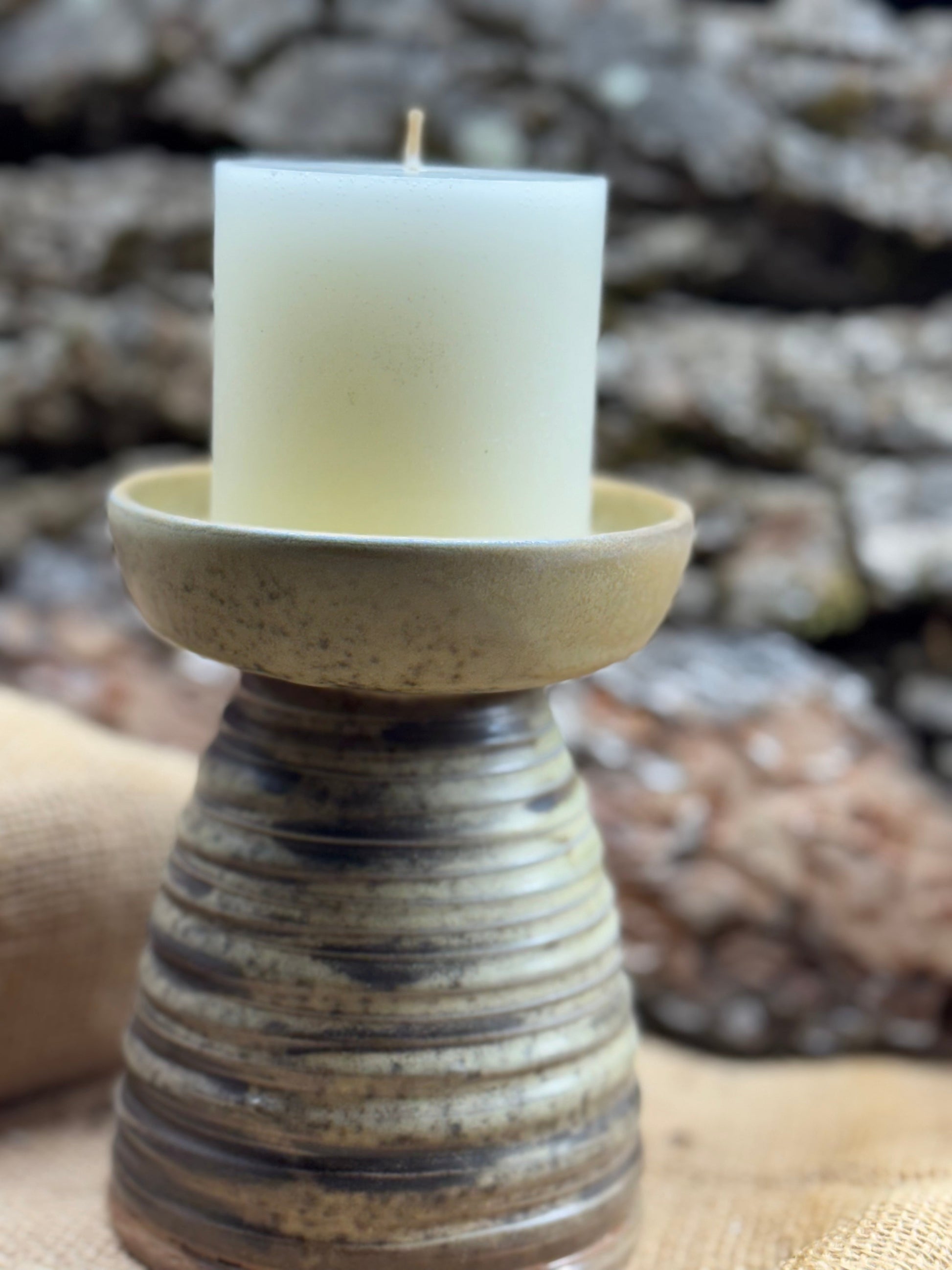 Subdued Candle Holder - Tiger Striped - Merredeth Vike