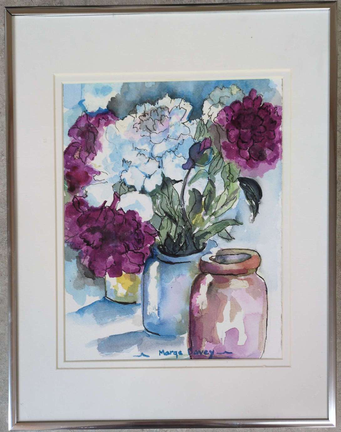 Three Peonies in Three Jars - Marge Davey