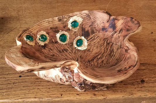 Burl Bowl Aqua Glass - Shaylee cooper